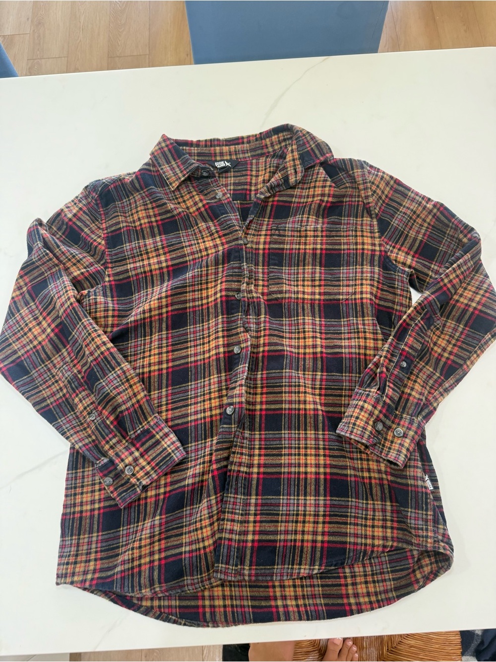 Eddie Bauer Kids Plaid Button-Down Shirt - Black, Red & Yellow